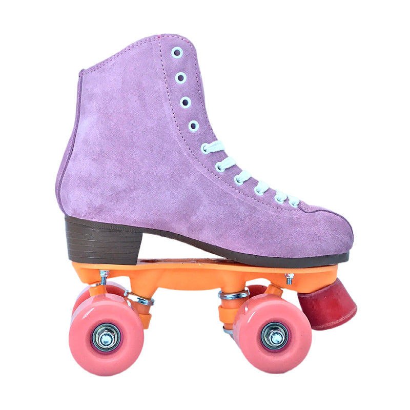 Children's Purple Suede Roller Skates