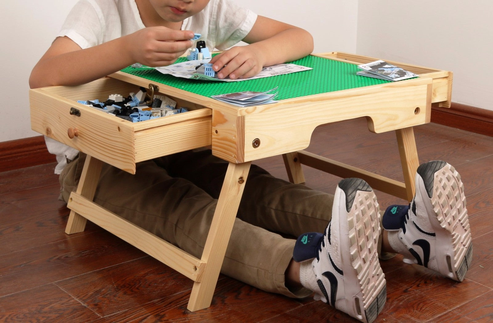 Folding Wooden Storage Play kids Table