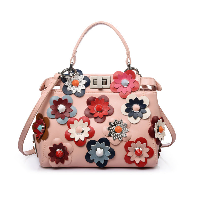 Mini Flower Shoulder Cowhide Handbag