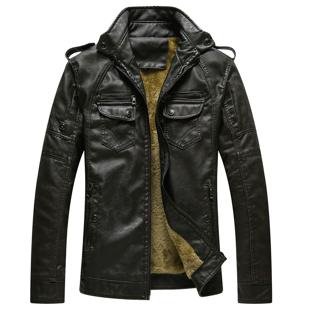 Washed Retro Leather Jacket