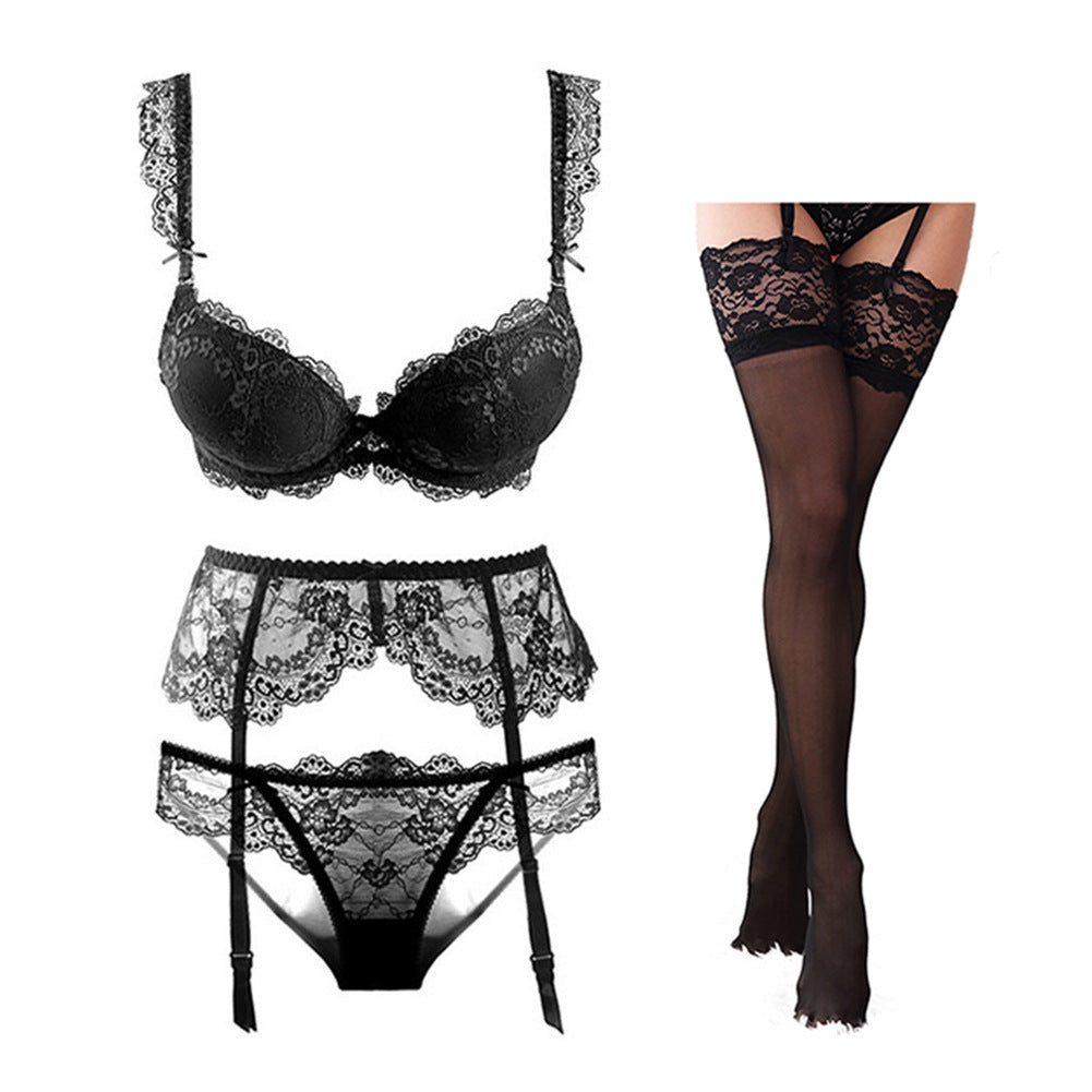 Lace gathered underwear set