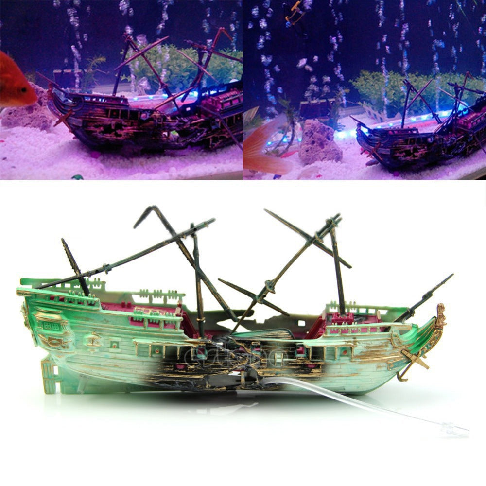 Deep Sea Rotten Ship Sunk Fish Tank Decoration