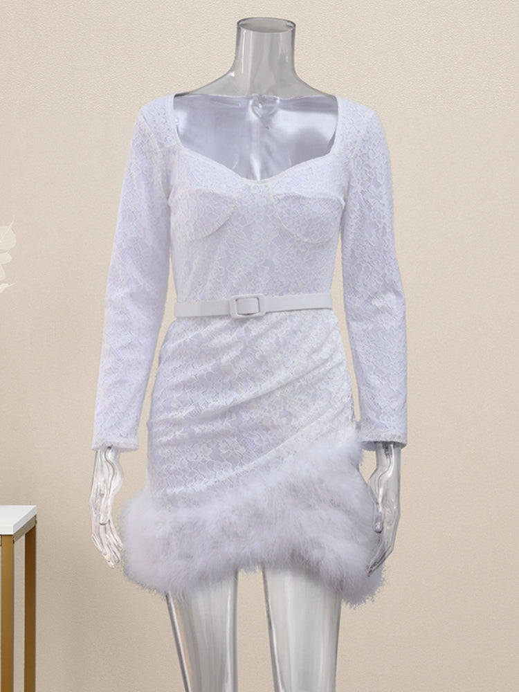 The Lace Fur Patchwork Dress