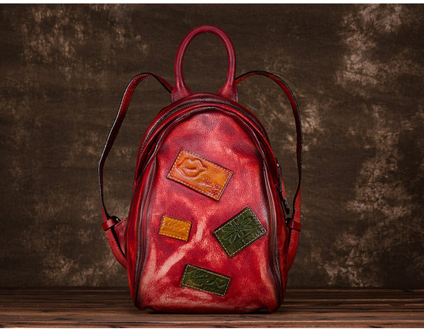 Vintage retro rub color backpack