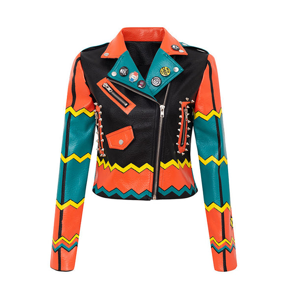 The Graffiti Print Leather Jacket