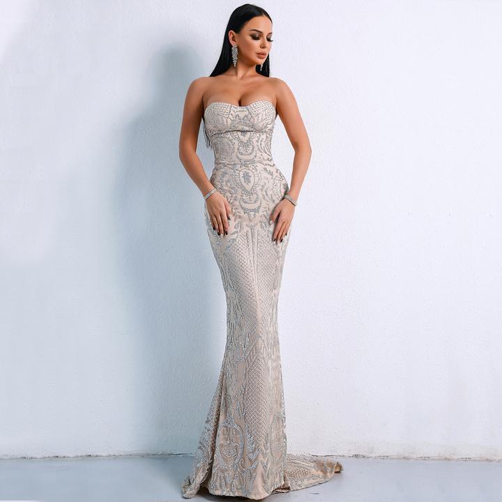 Elegant strapless evening dress