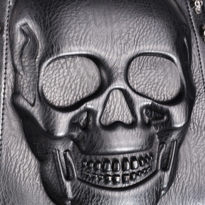 Men fashion 3D skull rivet backpack