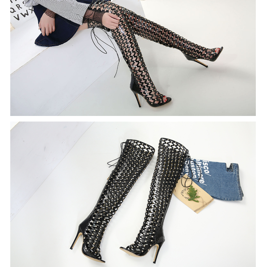 Fashion rivets over the knee boots
