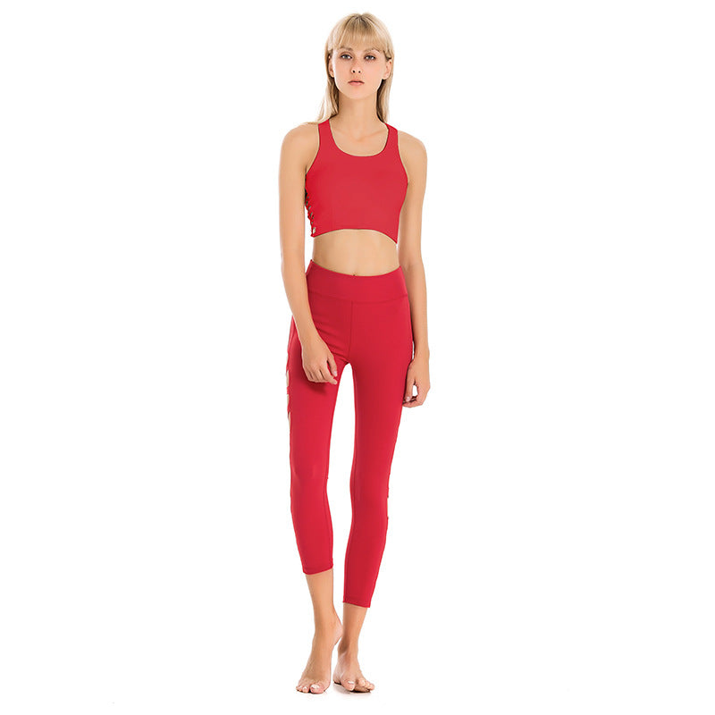 Tight-Fitting Hollow Two-Piece Fitness Suit