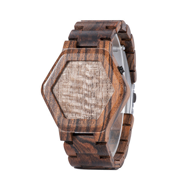 The LED Display Wooden Watch