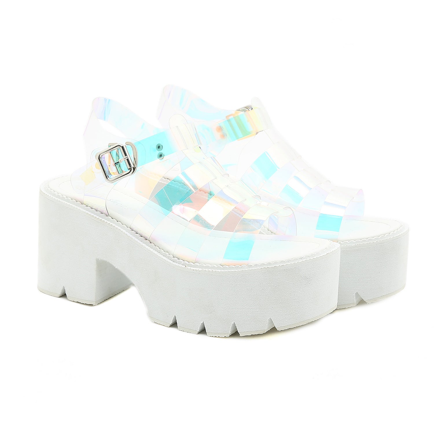 Colorful White Platform Sandals
