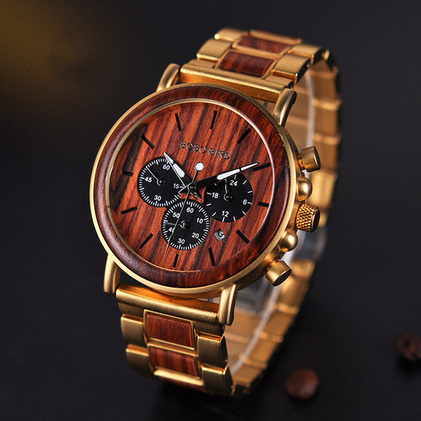 Three Eye Multifunctional Wood Watch