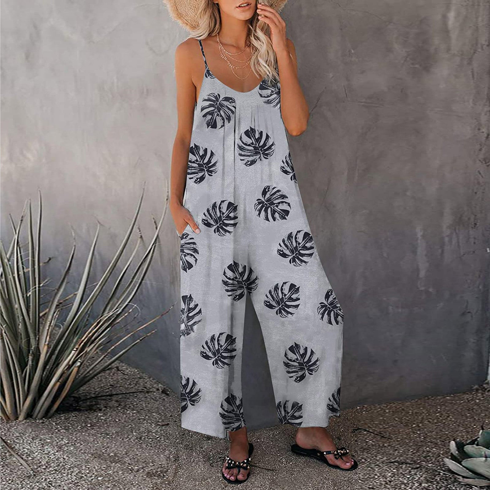 Style Sling Print Loose Jumpsuit