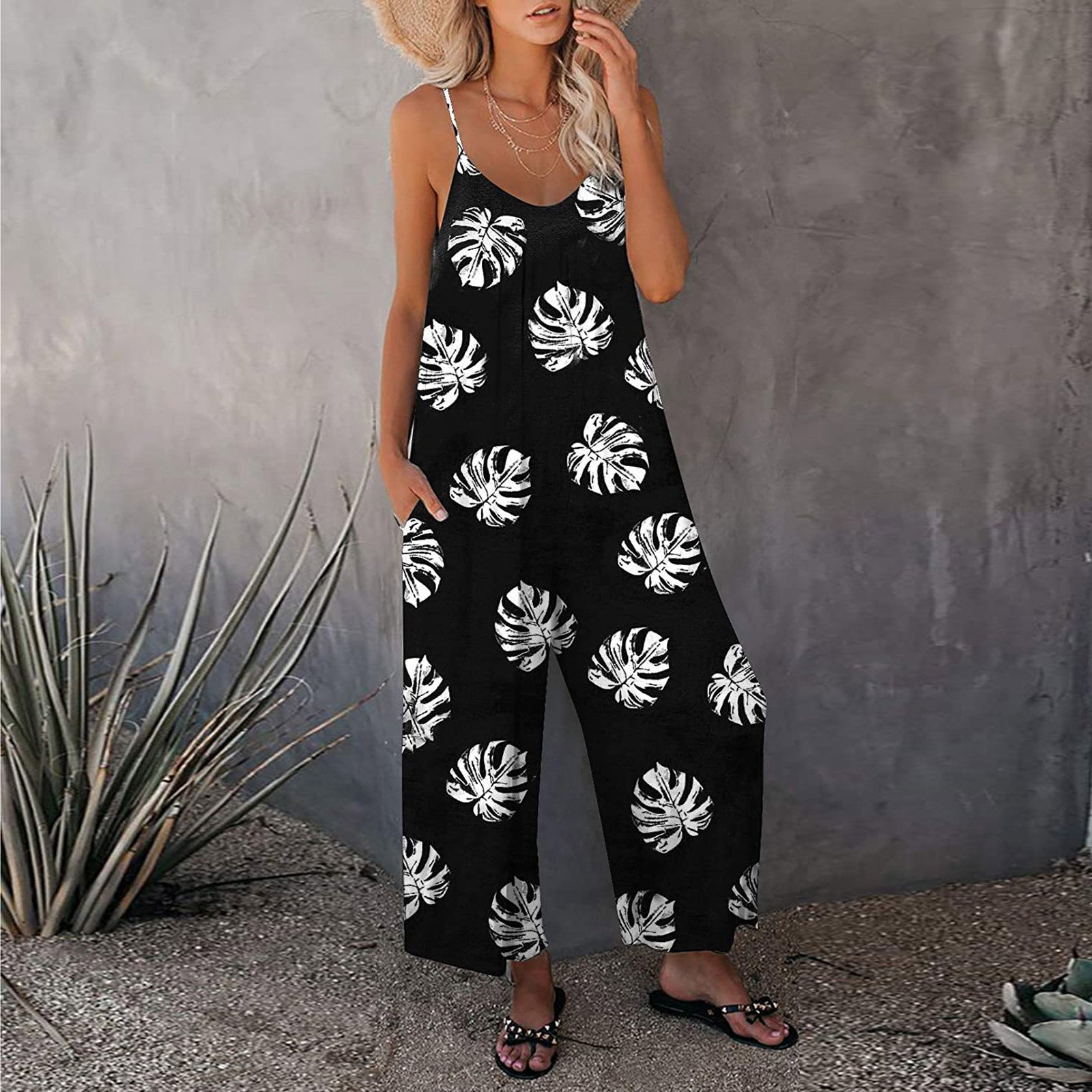 Style Sling Print Loose Jumpsuit