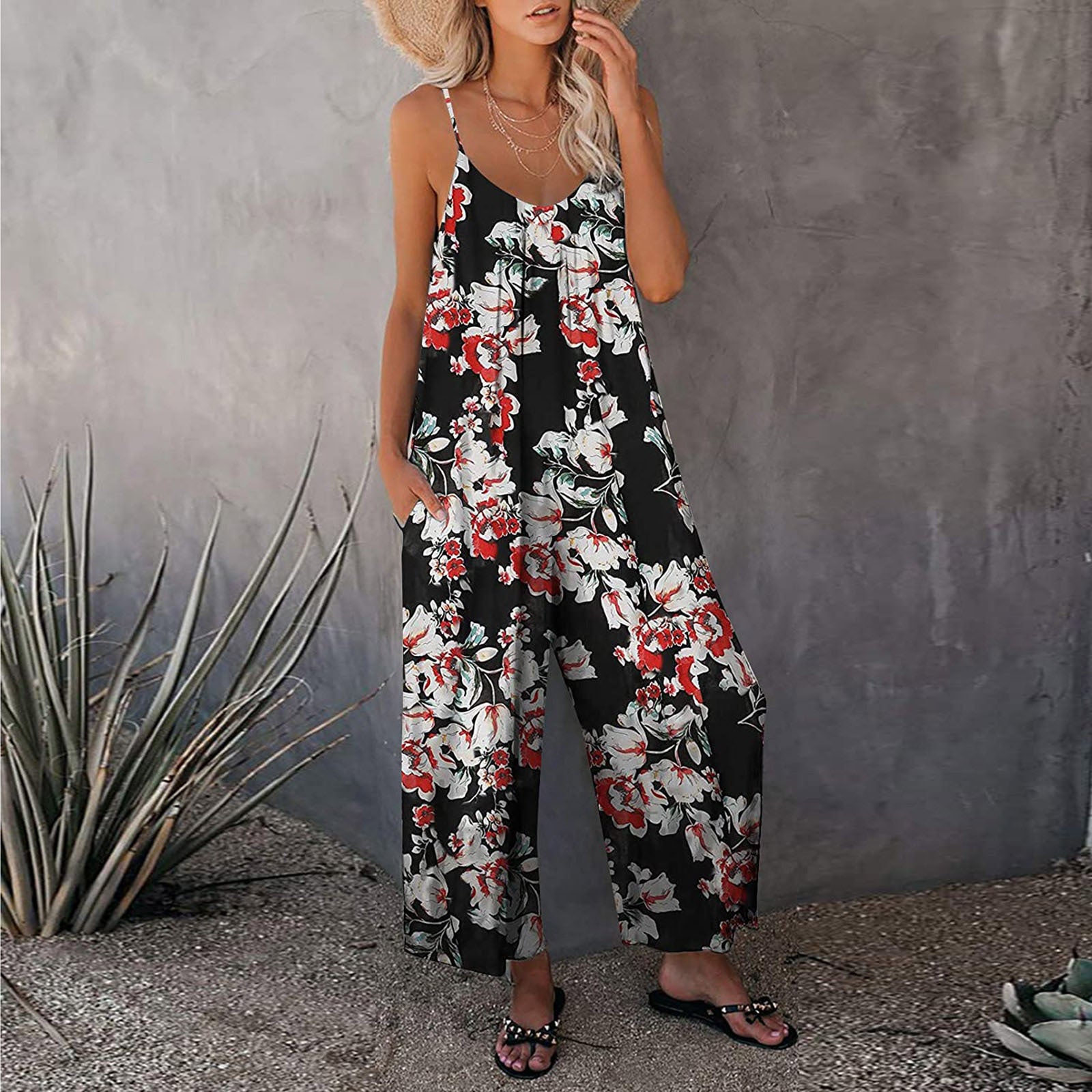 Style Sling Print Loose Jumpsuit