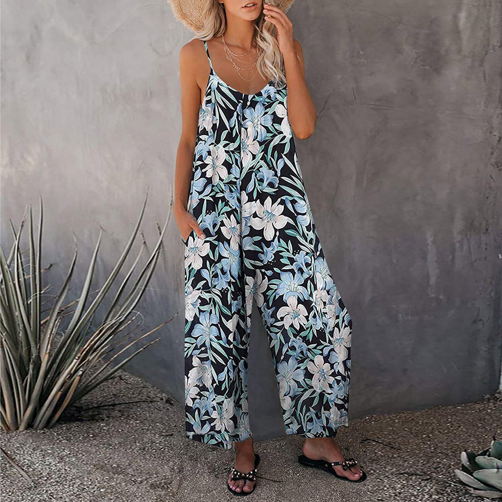 Style Sling Print Loose Jumpsuit