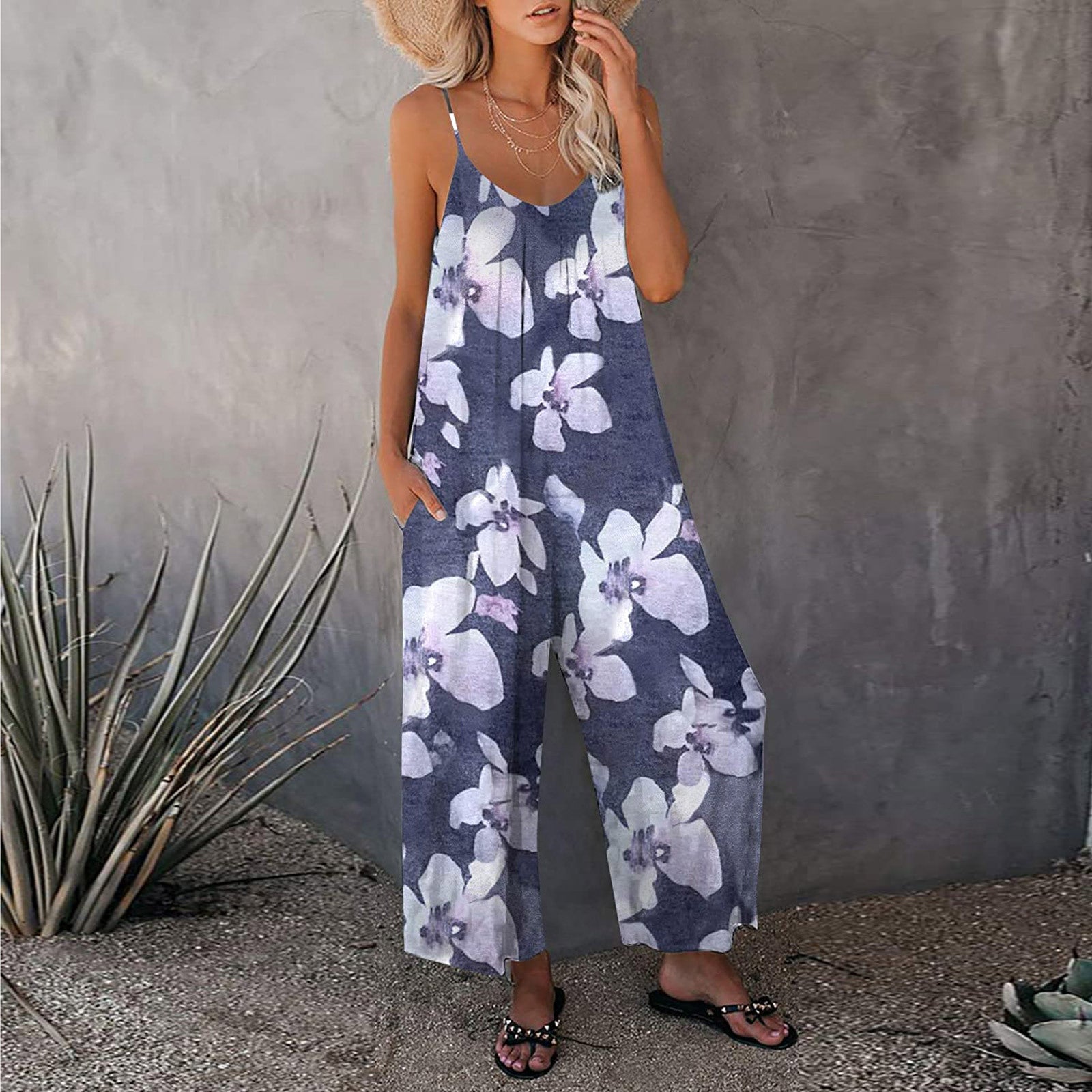 Style Sling Print Loose Jumpsuit