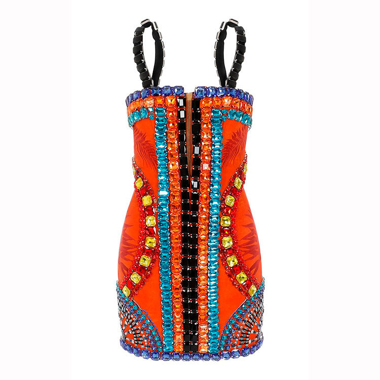 The Mini Tight Beaded Halter Dress