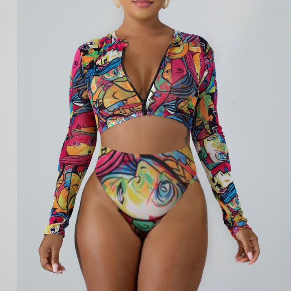 Surfing Long Sleeve Push Up Swimsuit