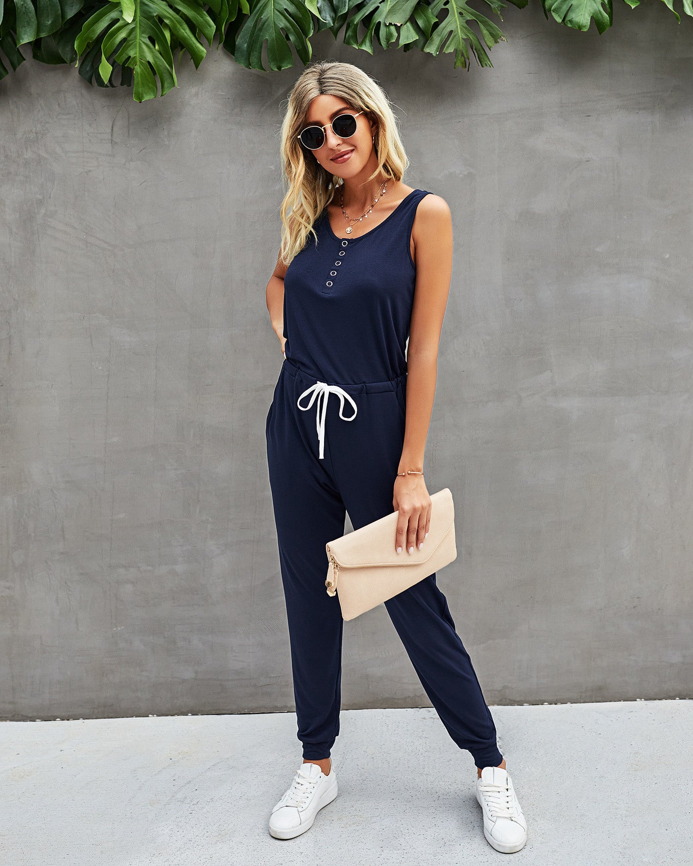 Lace Up Women's Knitted Jumpsuit