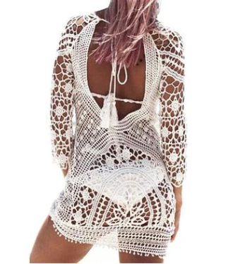 Lace hook flower bikini blouse