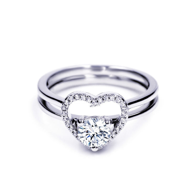 Heart-shaped Diamond Moissanite Ring