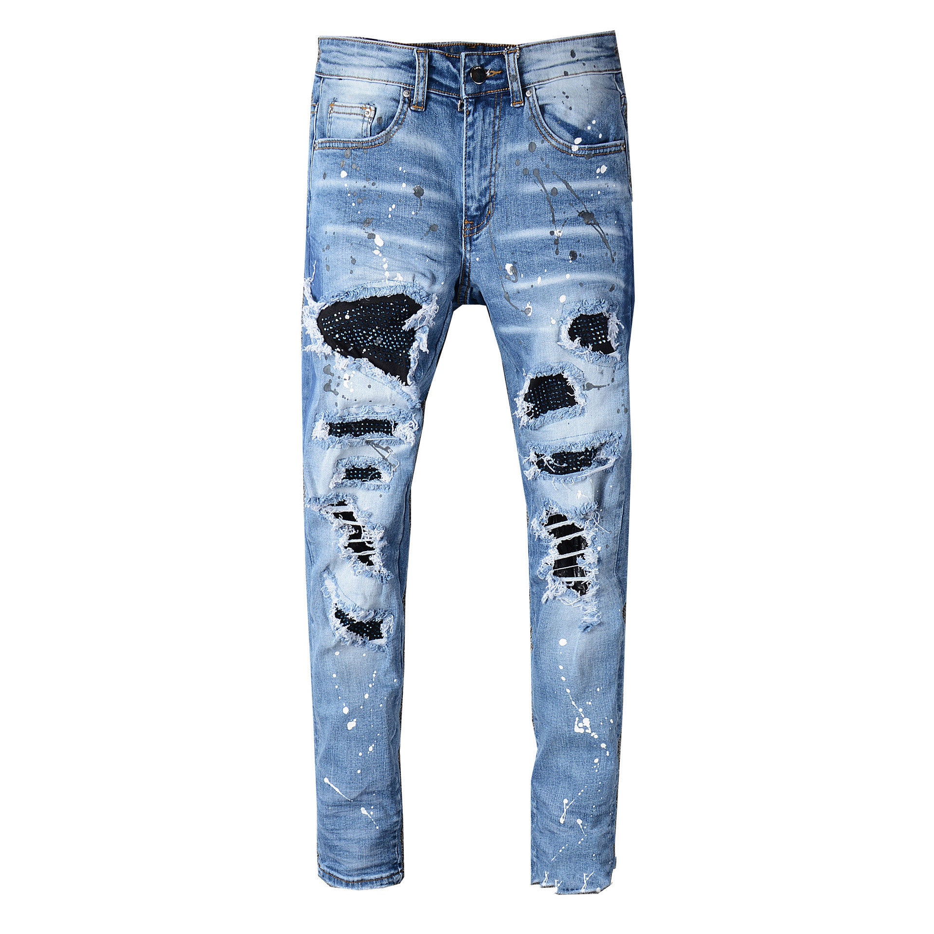 Men's whiskered patch jeans