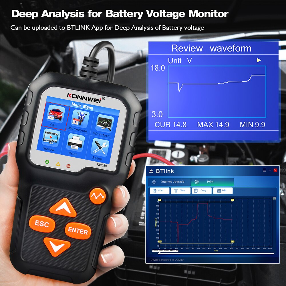 Auto Motorcycle Battery Tester