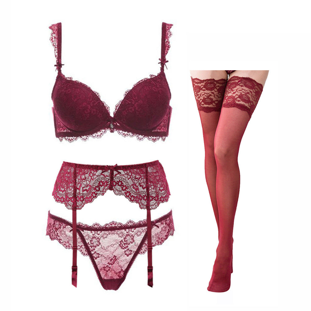 Lace gathered underwear set