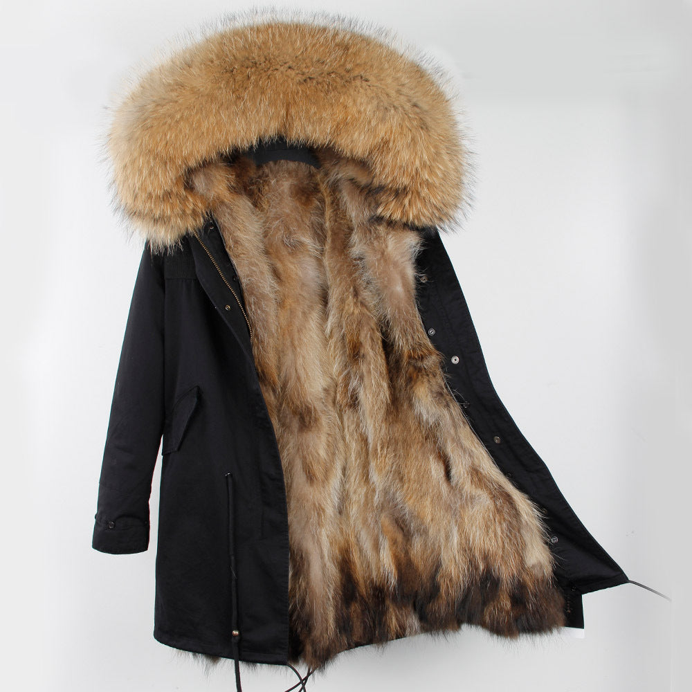 The Raccoon fur collar parka coat