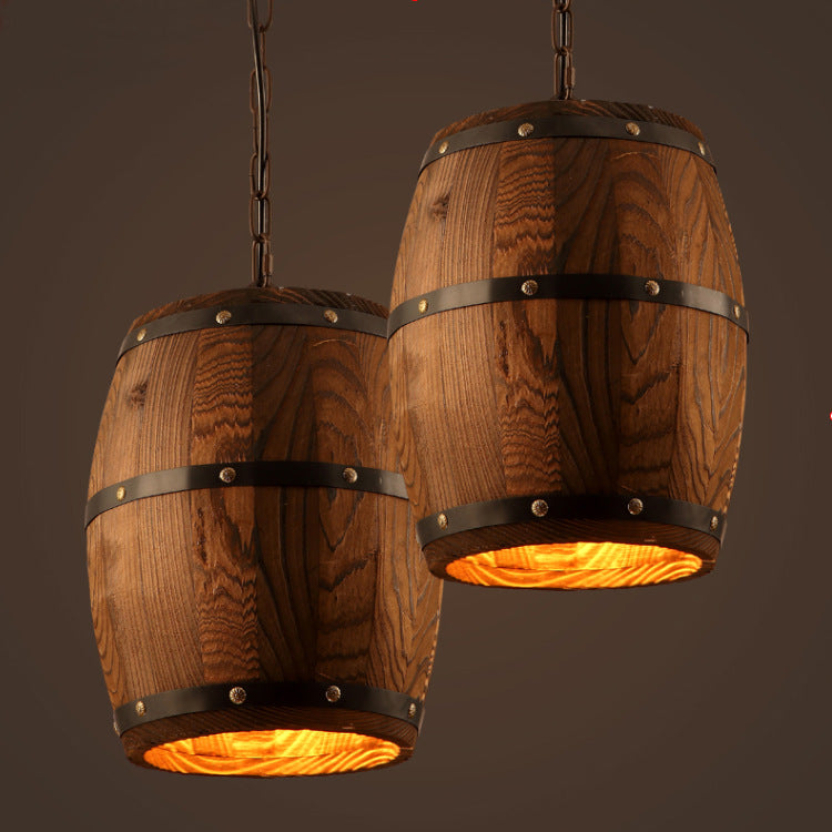 Creative wine barrel wooden chandeliers