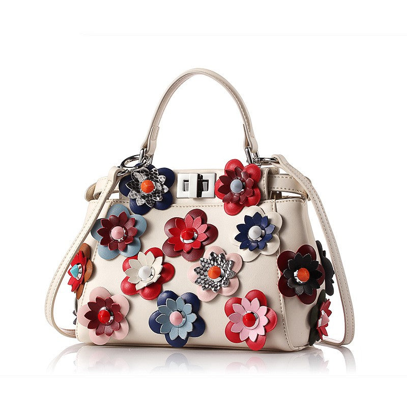 Mini Flower Shoulder Cowhide Handbag