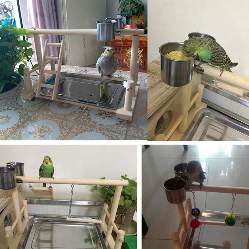 Wooden  Floor Parrot Stand