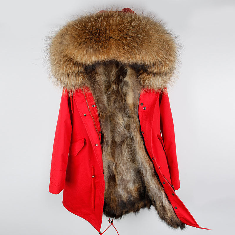 The Raccoon fur collar parka coat