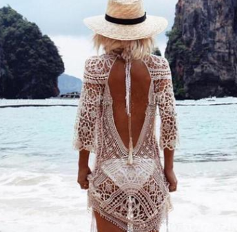 Lace hook flower bikini blouse