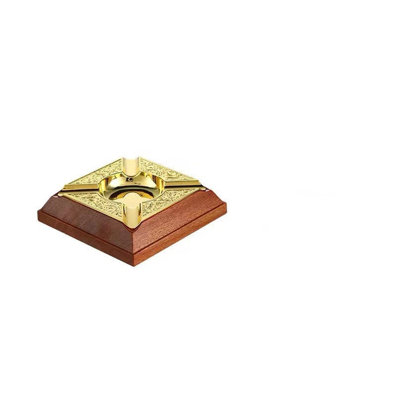 Wooden Gold Inlaid High-end Ashtray