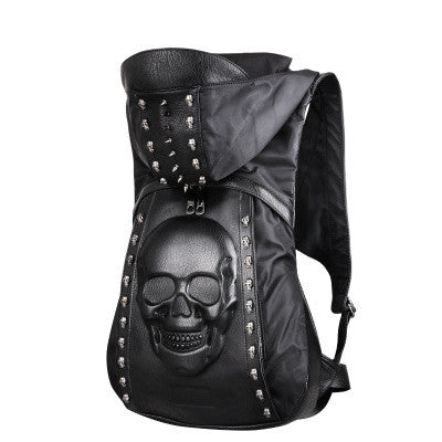 Men fashion 3D skull rivet backpack