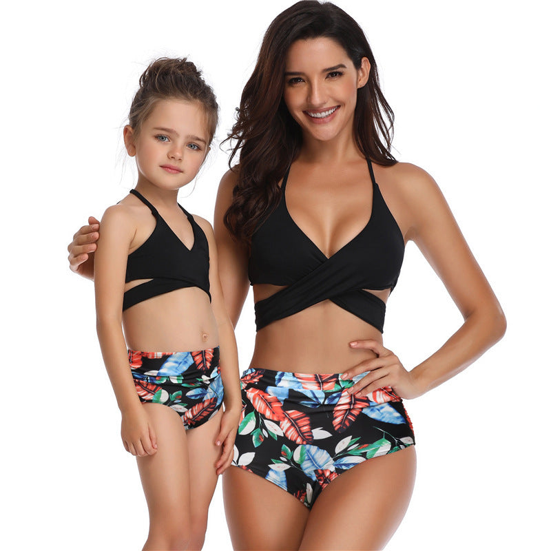 High Waist Ruffled, Mother And Daughter Swimwear