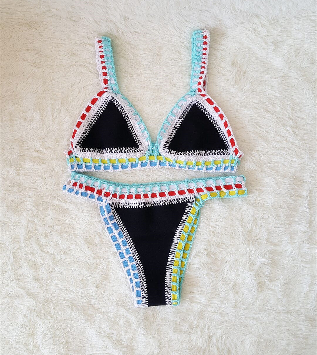 Hand Crochet Colorful Bikini Set