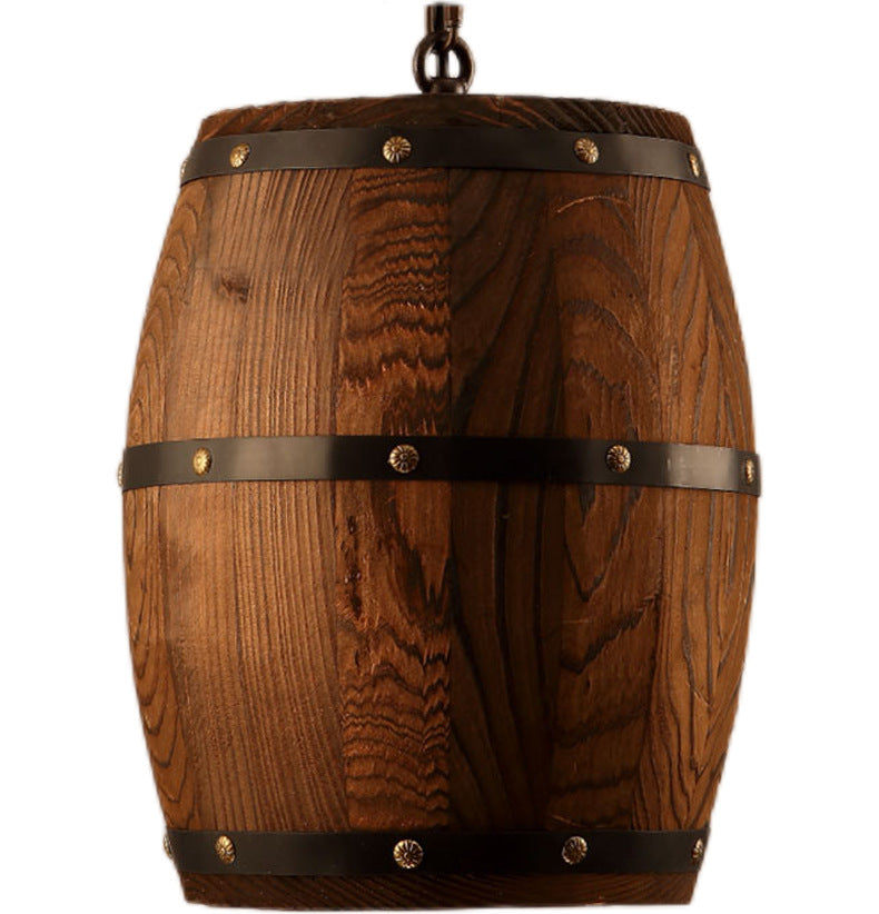 Wooden Barrel Creative Bar Chandelier