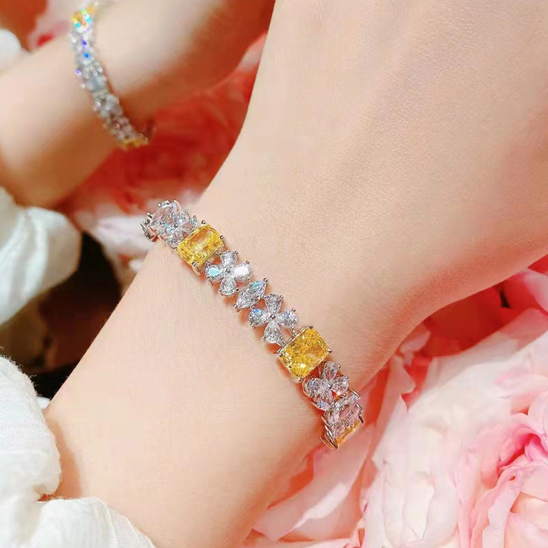 Fancy Colored Diamond Flower Bracelet