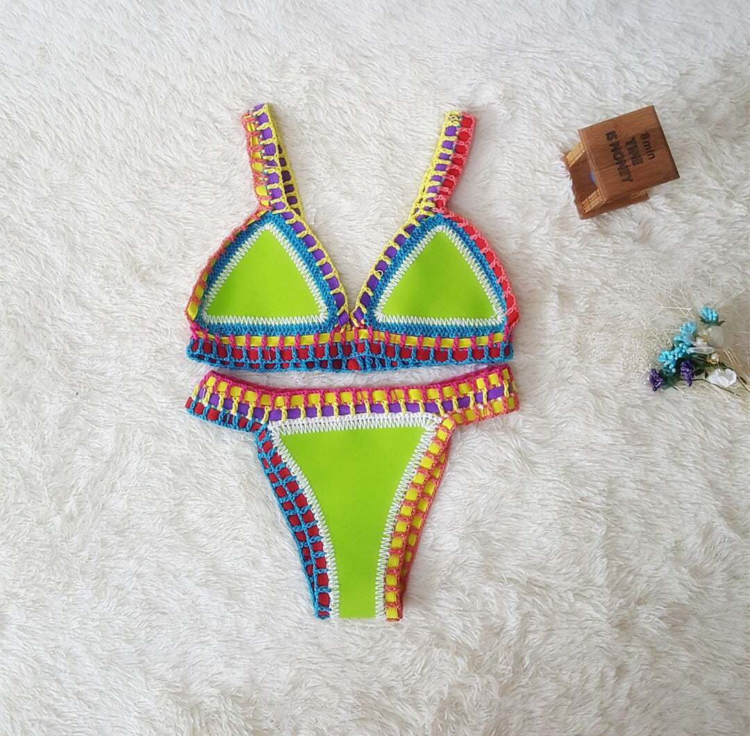 Hand Crochet Colorful Bikini Set