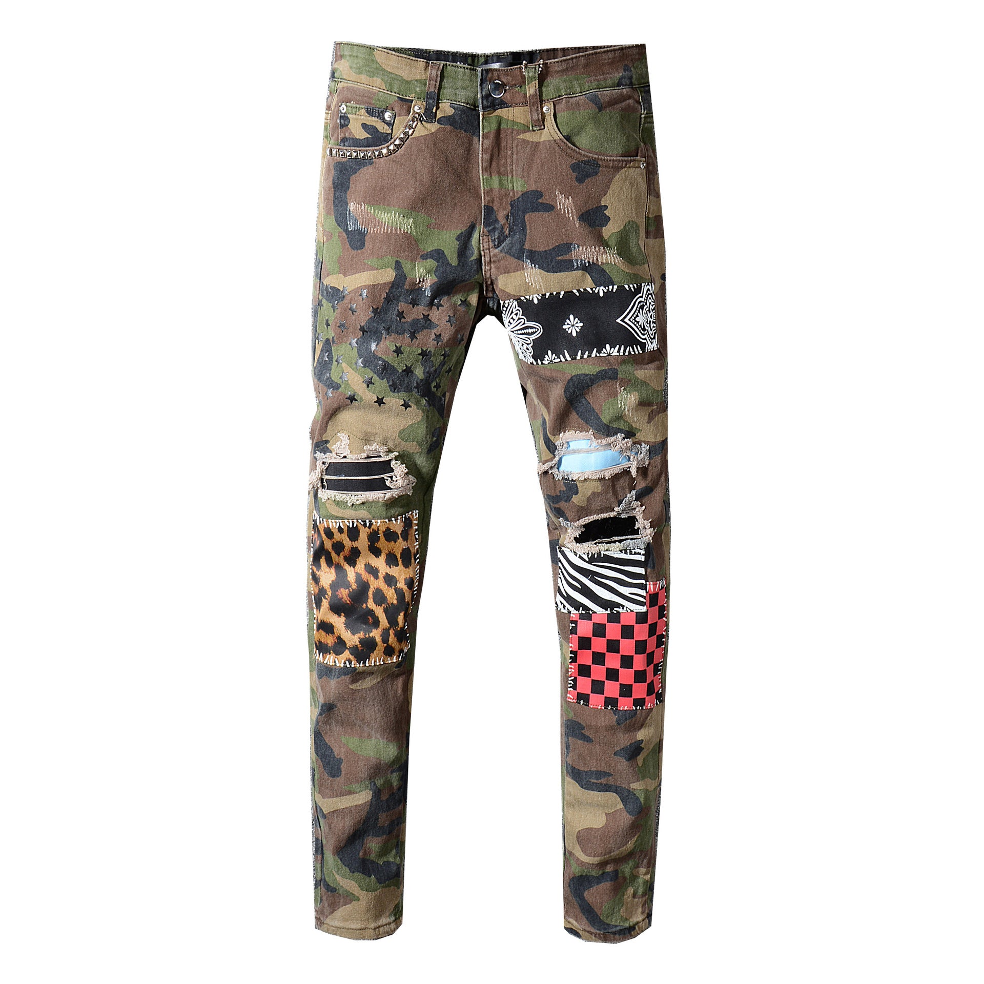 Beggar pants with printed patch
