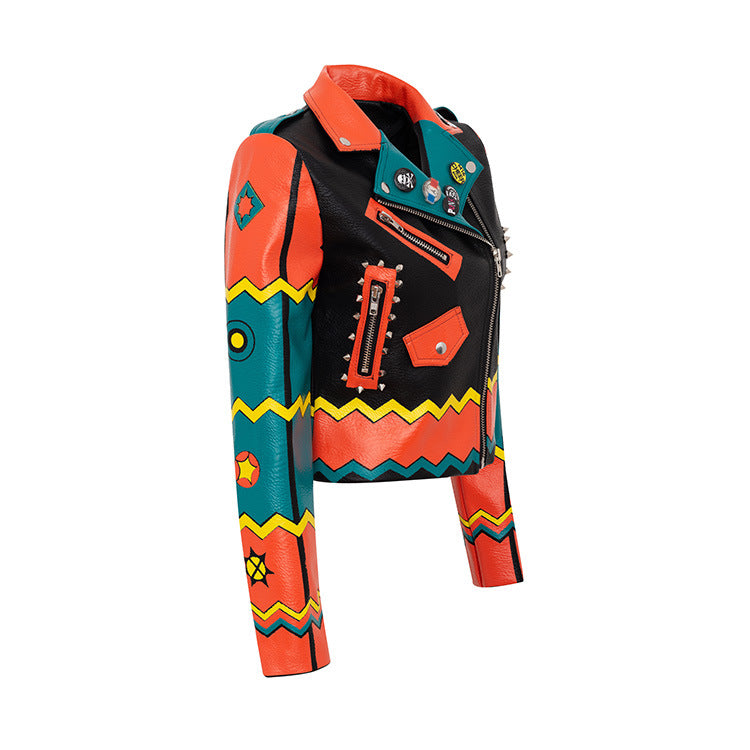 The Graffiti Print Leather Jacket