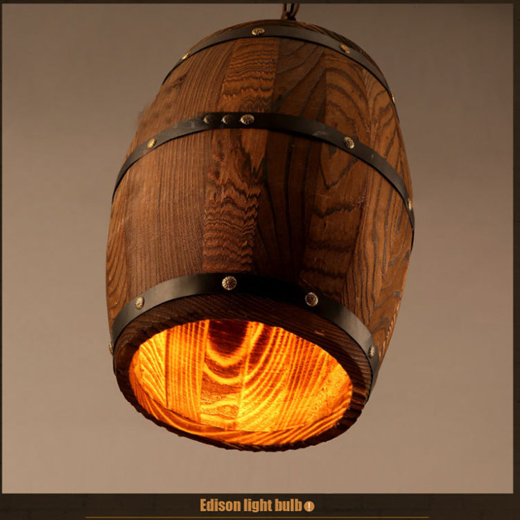 Creative wine barrel wooden chandeliers