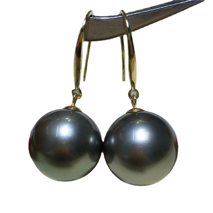 Tahitian Gold Black Pearl Drop Earrings