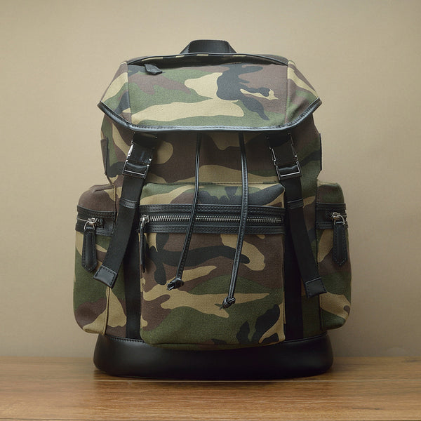 Fashion Camouflage Canvas Leather Backpack