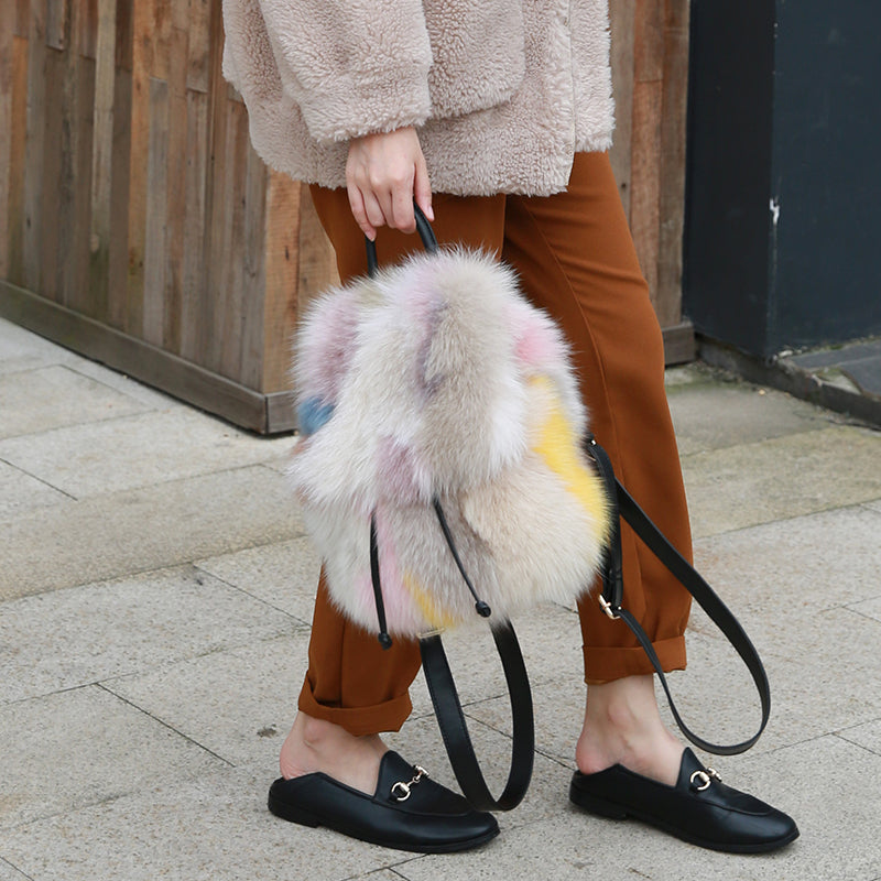 Trendy Casual Fox Fur Backpack