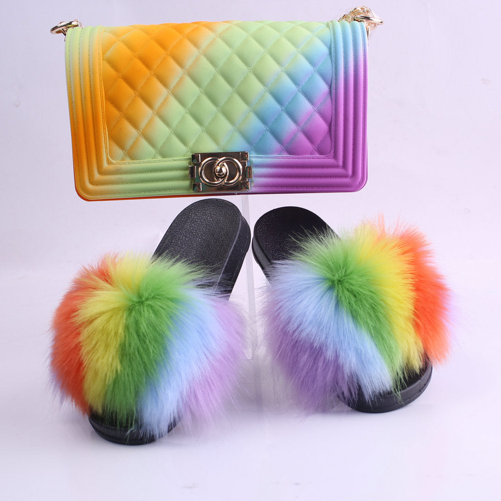 Plush Slippers & Jelly Bag Set