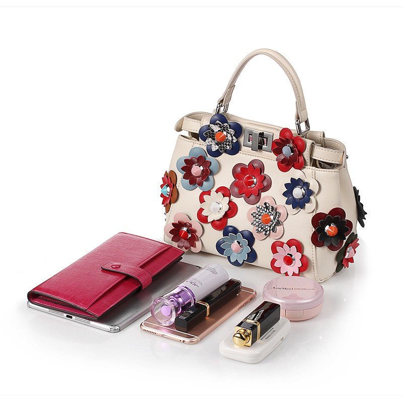 Mini Flower Shoulder Cowhide Handbag